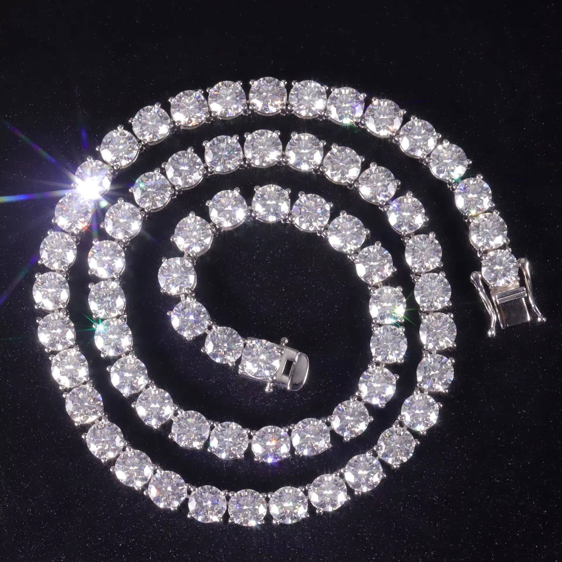 Hot Sale 925 Sterling Silver Moissanite Necklace Bracelet Moissanite Tennis Chain Necklace 3 4 5 6mm D VVS Moissanite Chain