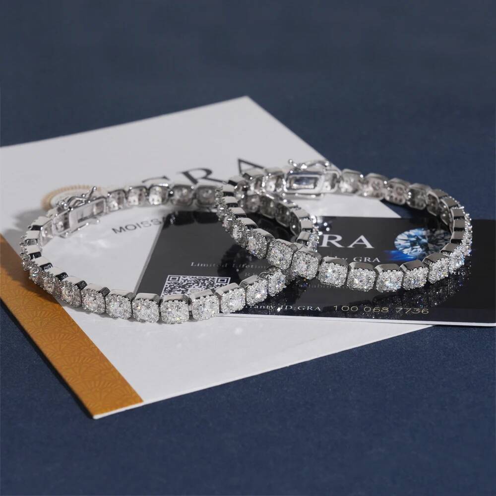 S925 Silver 6mm VVS Moissanite Tennis Chain Bracelet Hip Hop Jewelry With Certificate Fashion Gift