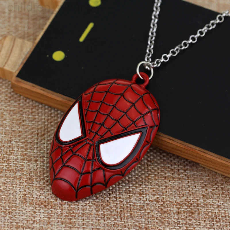 Disney Avengers Superhero Spiderman Necklace Trendy Vintage Jewelry Accessories for Women Men Classic Spiderman Mask Necklace W20250716