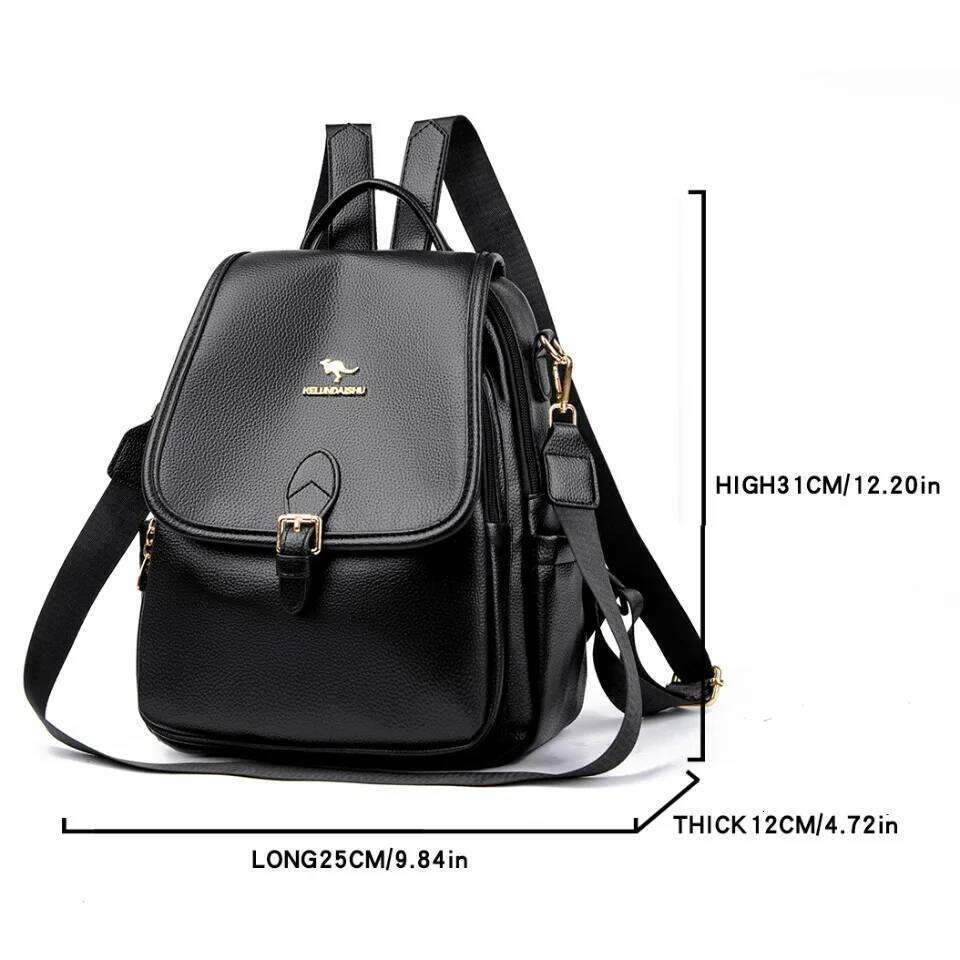 Ladies Back Pack Designe High Quality Leather Women Shoulder Bag School Bags Large Capacity Backpacks with Wide Strap Sac