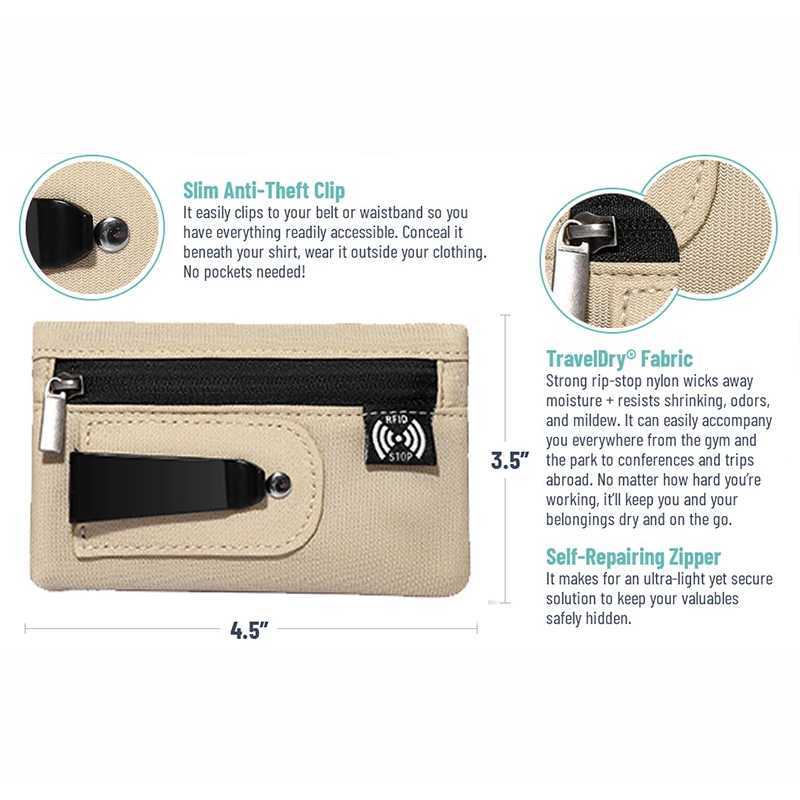 Mini Coin Purse Simple Fabric Pouch with Zipper Belt Clip Non-braided RFID Blocking Money Bag Organizer for and Coins