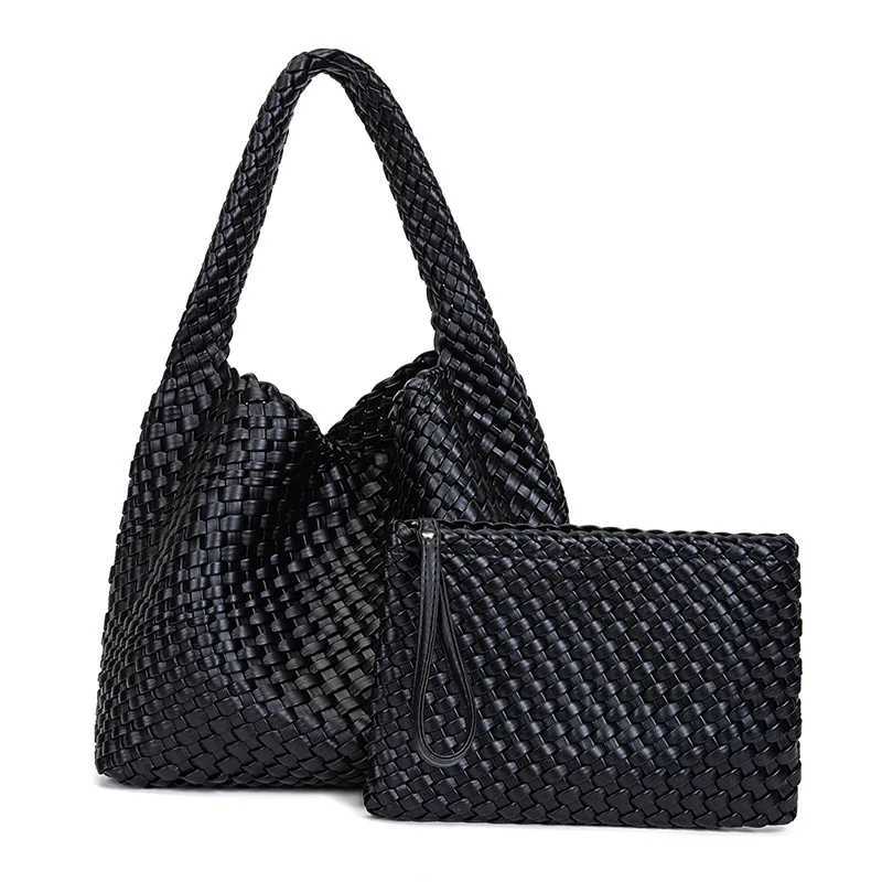 Neoprene Woven Bag Large Capacity Portable Handbag For Women Designer Cowhide Weave Style Beach Hand Casual Knitted Tote Bags