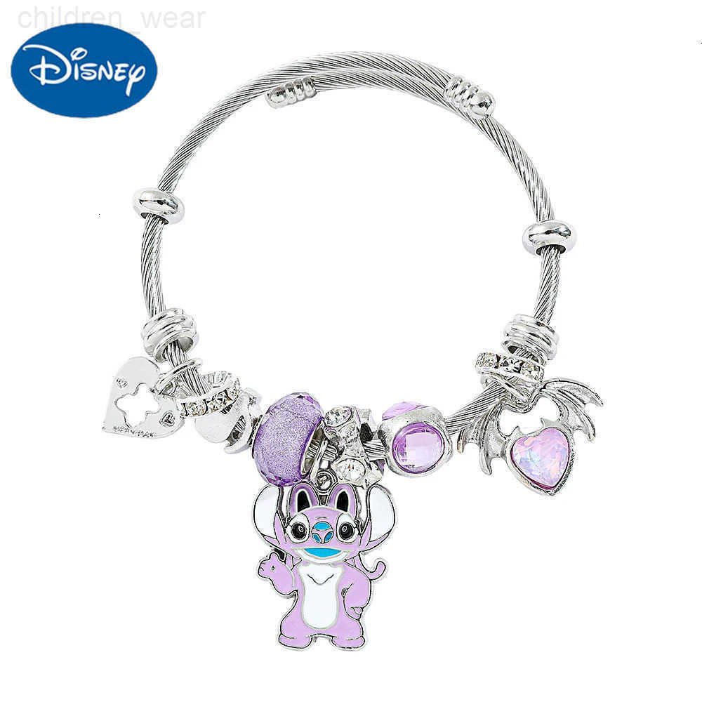 Disney-Lilo Stitch Pendant Charm Bracelet Purple Beaded Bracelet Jewelry Accessory Gifts for Fans Fashionable and Cute W20250716