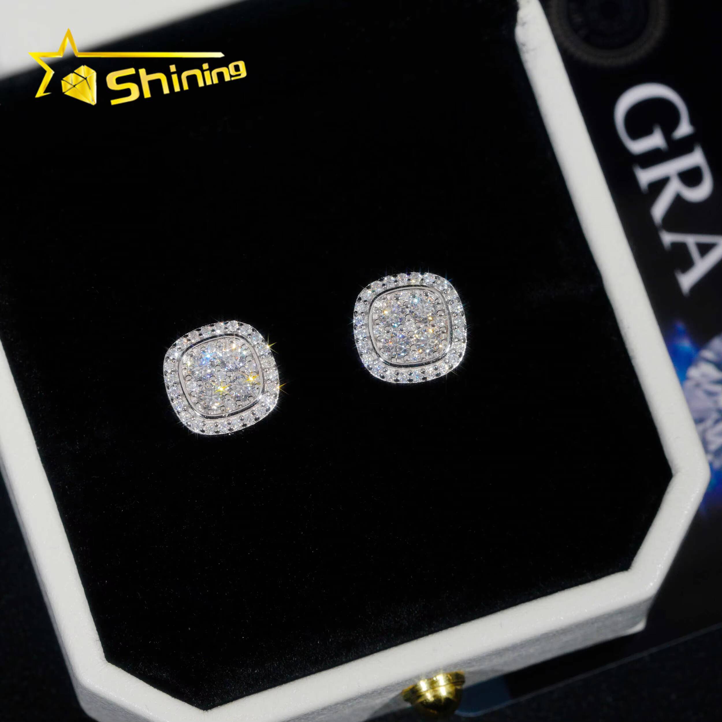 Fast Shipping 10mm Mens Earring Gold Plated 925 Sterling Silver Iced Out VVS Diamond Moissanite Screw Back Stud Earrings