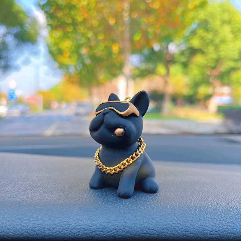 Anime Personality Bulldog Car Interior Decoration Trend Sunglasses Bulldog Auto Center Console Ornaments For Car Accessories S25716