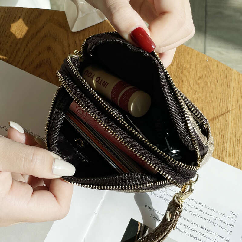 Exquisite High-End Large Capacity Coin Purse for Women with Three Zippers, Multifunctional Mini Handheld Small Wallet Clutch