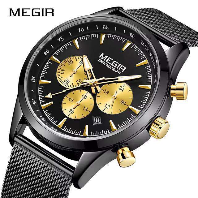 2153G Ultra-Thin Men's Watch - 44mm Stainless Steel Chronograph with Luminous Hands & Date Display | Waterproof Dress Watch (5 Colors)
