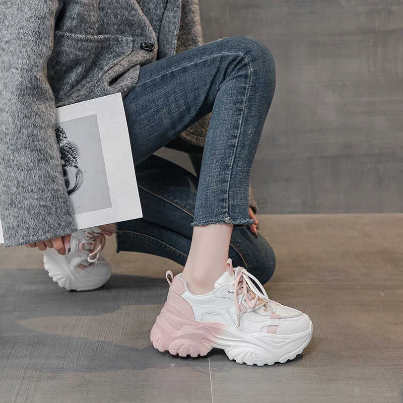 High Platform Lace Up Shoes For Women 2025 New Korean Stylish Deals Aesthetic Daily Routine Trends 39 Woman Footwear M250716