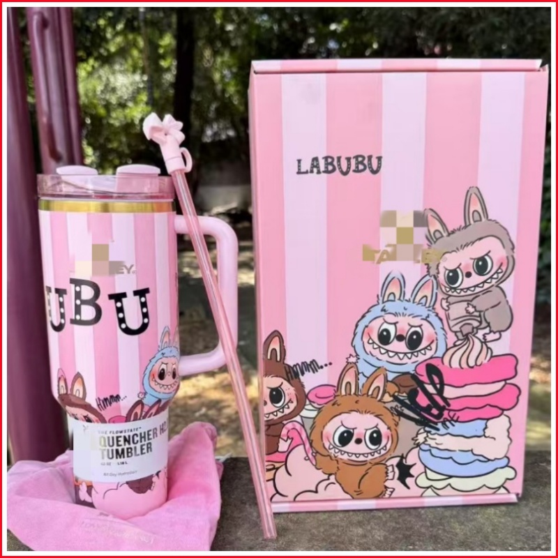 Labubu 40oz /1.18L Stainless Steel Insulated Cup Bottles Drinkware Insulated Cup With Straw And Lid Large Capacity Car Cup Tibial Drive Design Toy & Hobby Accessory