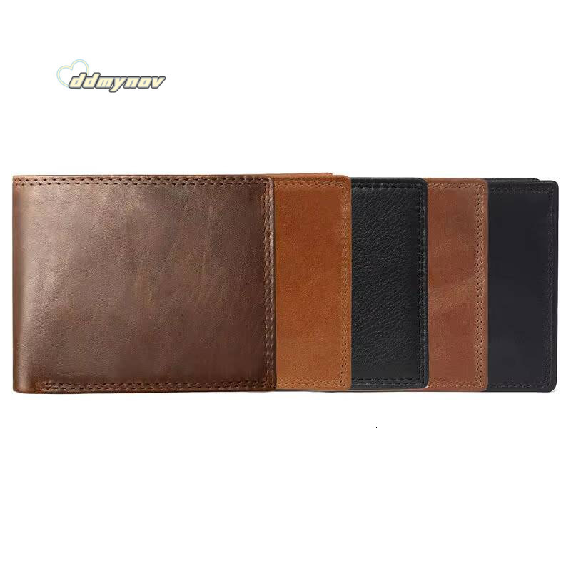 Cow Wallets Coin Pocket Vintage Male Purse Function Brown Genuine Leather Men Wallet with Card Holders ddmynov