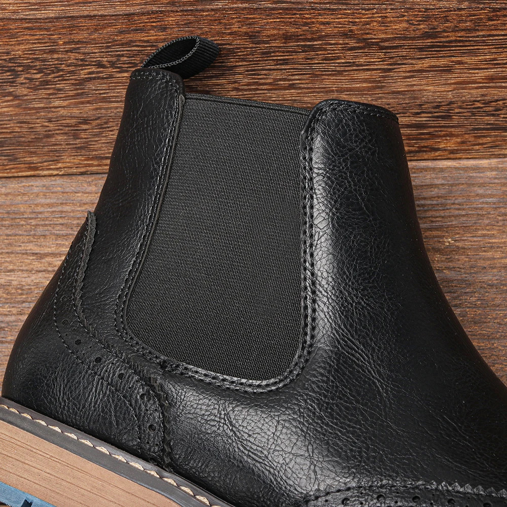 Size 7-13 Brogue Chelsea Men Boots Classical American Style Leather Boots 250715