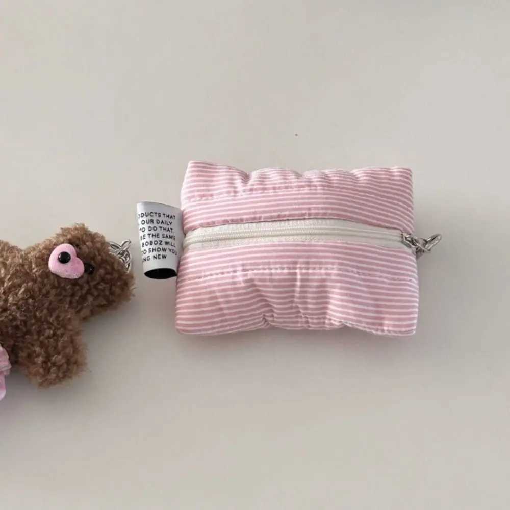 Creative Stripe Coin Purse Large Capacity Mini Card Holder Portable with Zipper Storage Bag
