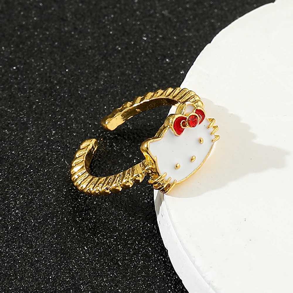 Sanrio New Sanrio Hello Kitty Open Rings Women Cartoon Simple Trendy Rings Sweet Girl Ring Cute Little Cat Ring Gift w250716
