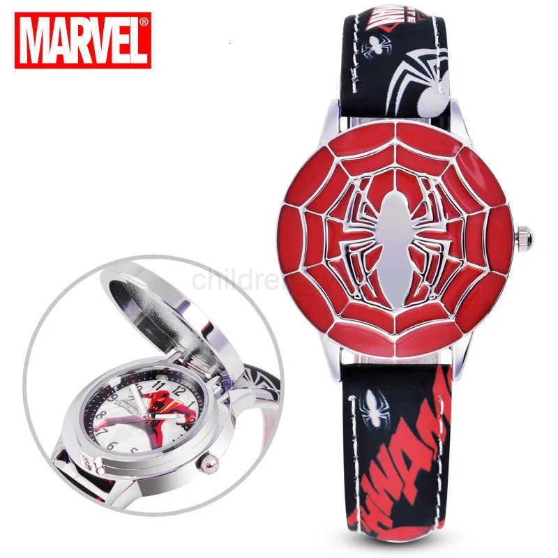Disney Spiderman Kids Watch Captain America Ironman Childrens Watches Leather Quartz Flip Metal Case Watches Boys Clock Gifts W20250716