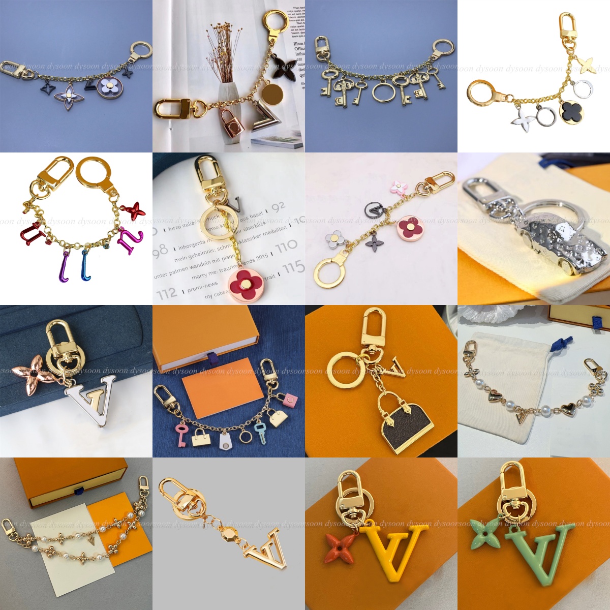 Women Bag Decoration Charms Fashion Key Chain Trendy Kecchains Key Ring With Box