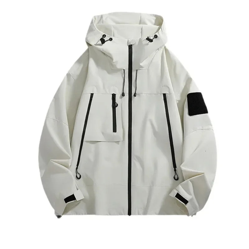 Outdoor Mens Jacket Spring Autumn American Style Functional Trendy Magic Patch Couple Loose Fit Hooded Clothing 250716