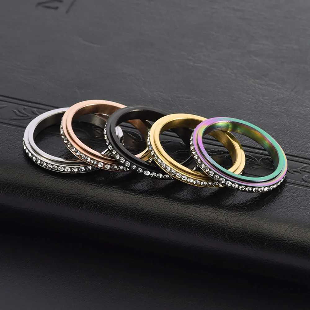 Fidget Anxiety Ring Drive Away Your Anxiety Stainless Steel Spinner Fidget Band Rings Cubic Zirconia Relieving Anxiety Rings S250716
