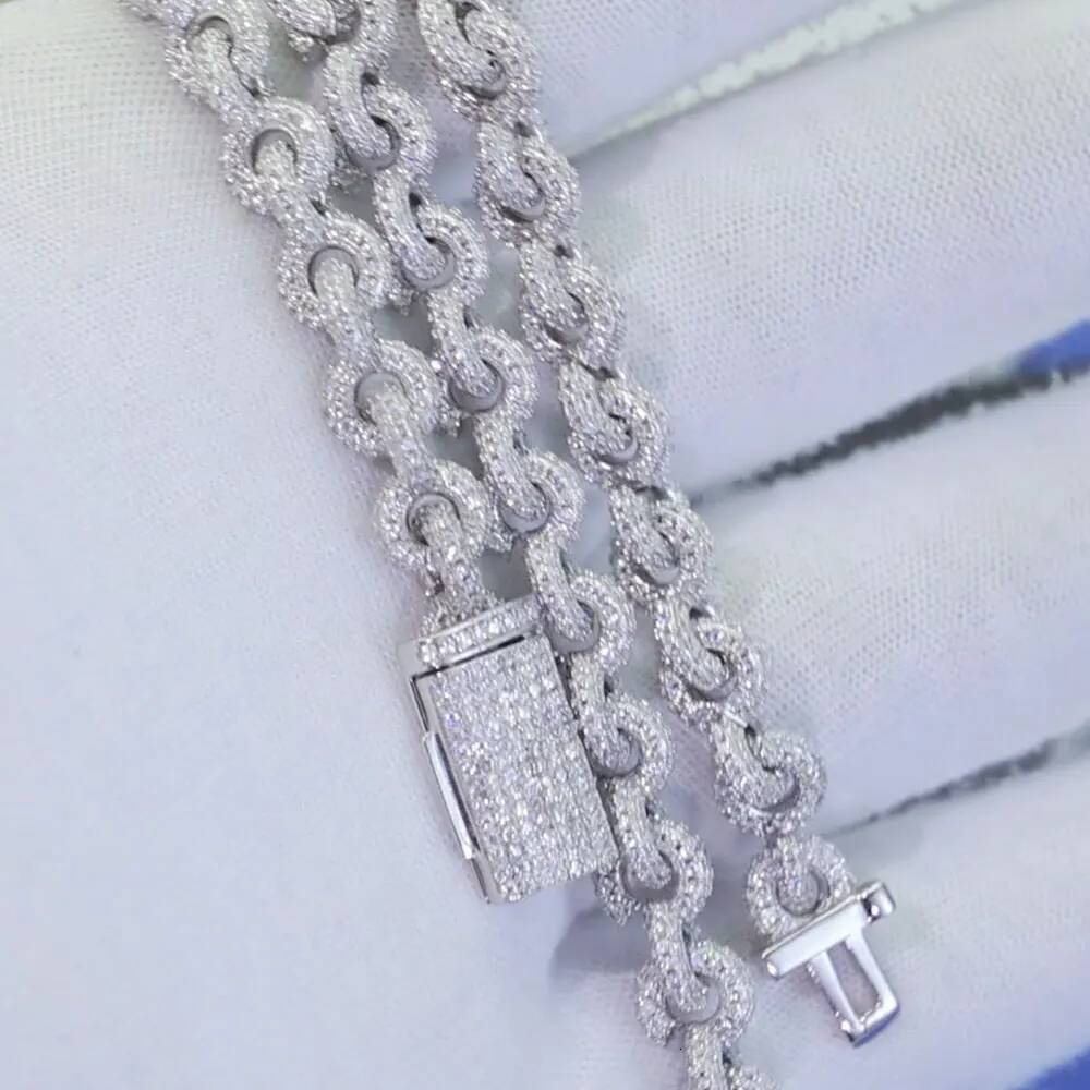 ESEEM Custom Pass Diamond test Moissanite 8mm Infinity Link Chain White Gold Plated 925 Silver Men Jewelry Cuban Necklace