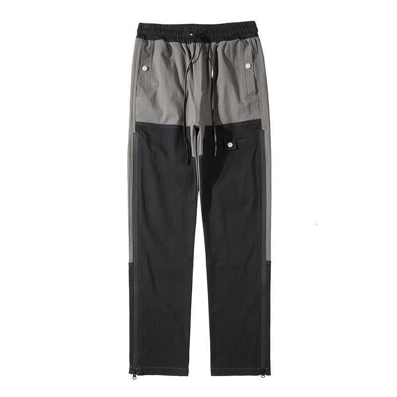 Ankle Zipper Color Block Streetwear Straight Casual Cargo Pants for Men Drawstring Harajuku Oversize Hip Hop Loose Trousers y250716