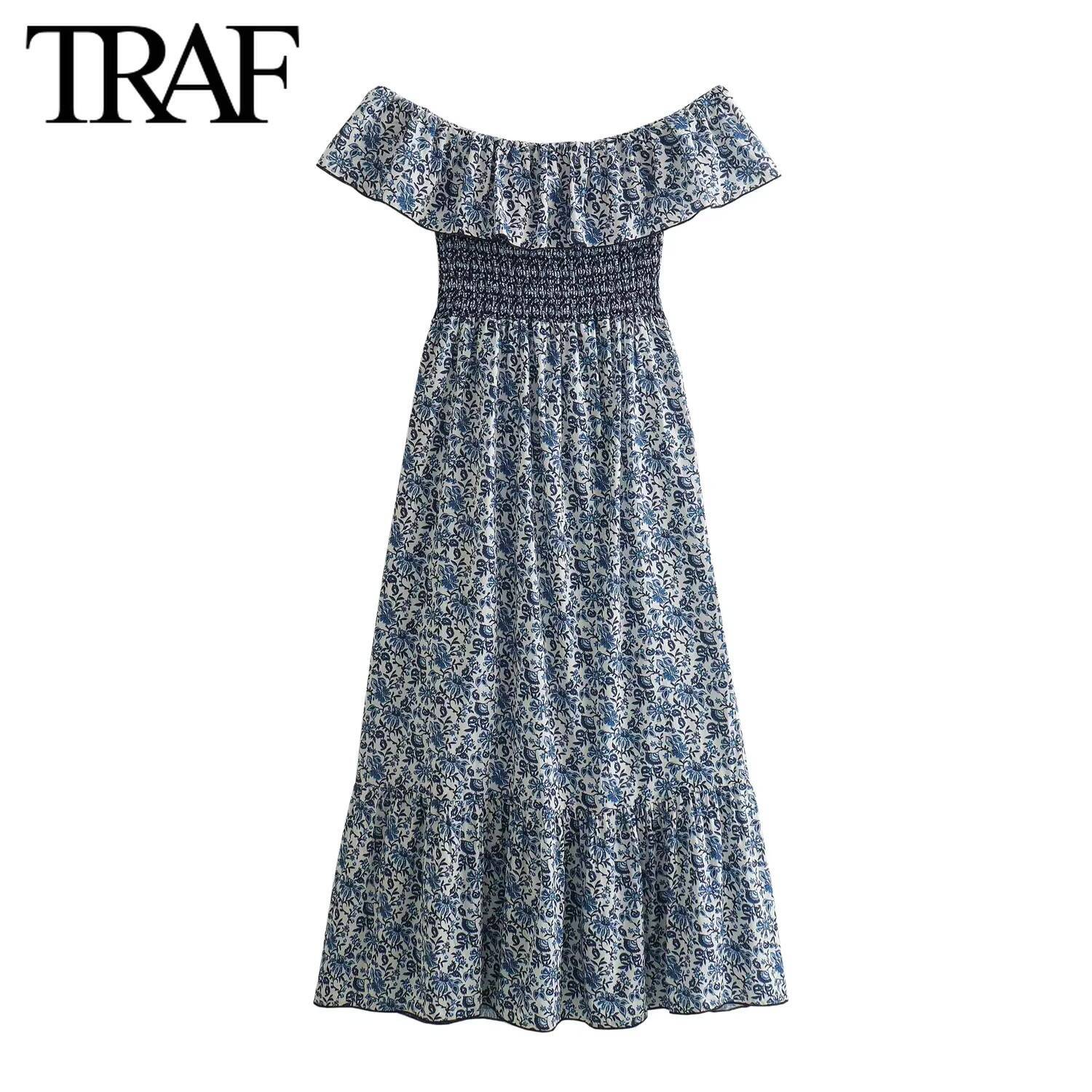 Women Fashion Summer New Off Shoulder Splicing Flower Printed Long Vest Dress Chic Female Elegant Sleeveless Evening dongdumaoyi