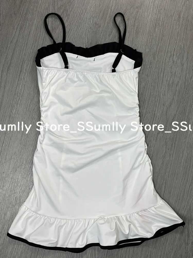2025 New White French Sexy Bandeau Dress Female Sweet Girl Slim Fungus Lace Hip Dress Summer Korean Fashion Ruched Party Clothing R250716