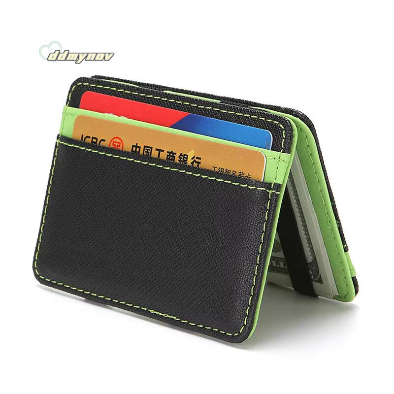 Ultra Thin PU Leather Women Men Magic Wallets Mini Small Coin Purses Portable Short Business Credit Card Holder Clutch Bag Case ddmynov