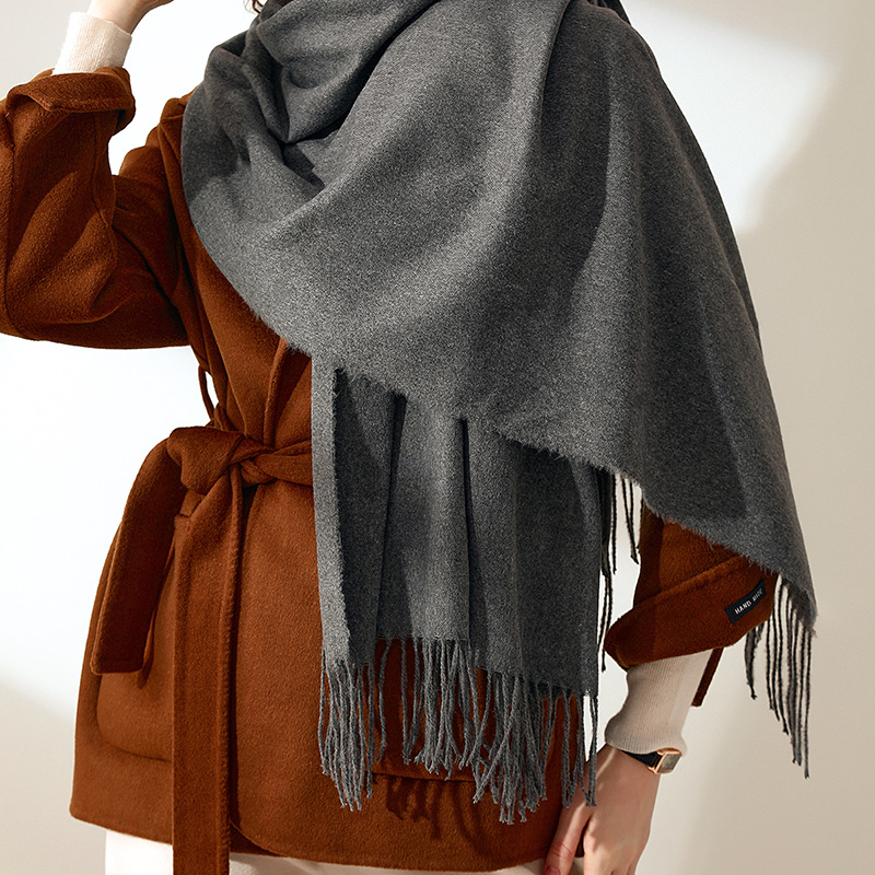 K1373 Manufacturers supply new autumn and winter women's solid color imitation cashmere scarf medium and long warm outer wear sweet tassel scarf