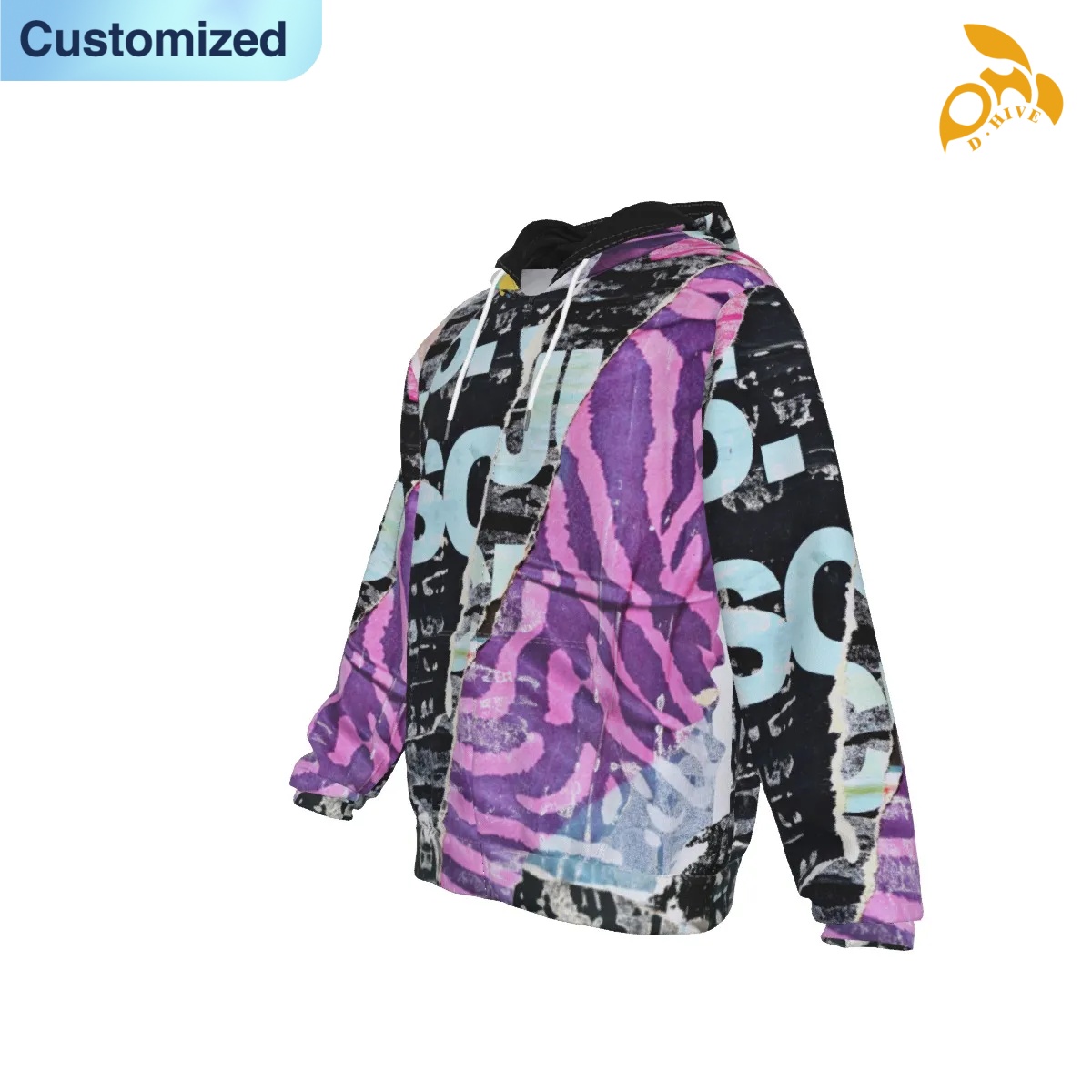 free shipping designer of customized super fashionable Full-body printed zipper hoodie with pockets with exquisite patterns from US