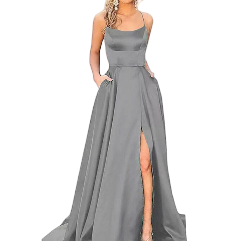 Casual gold mermaid prom gown elegant champagne bridesmaid dresses a line spaghettilong maxi maid of honor gowns wedding guest party