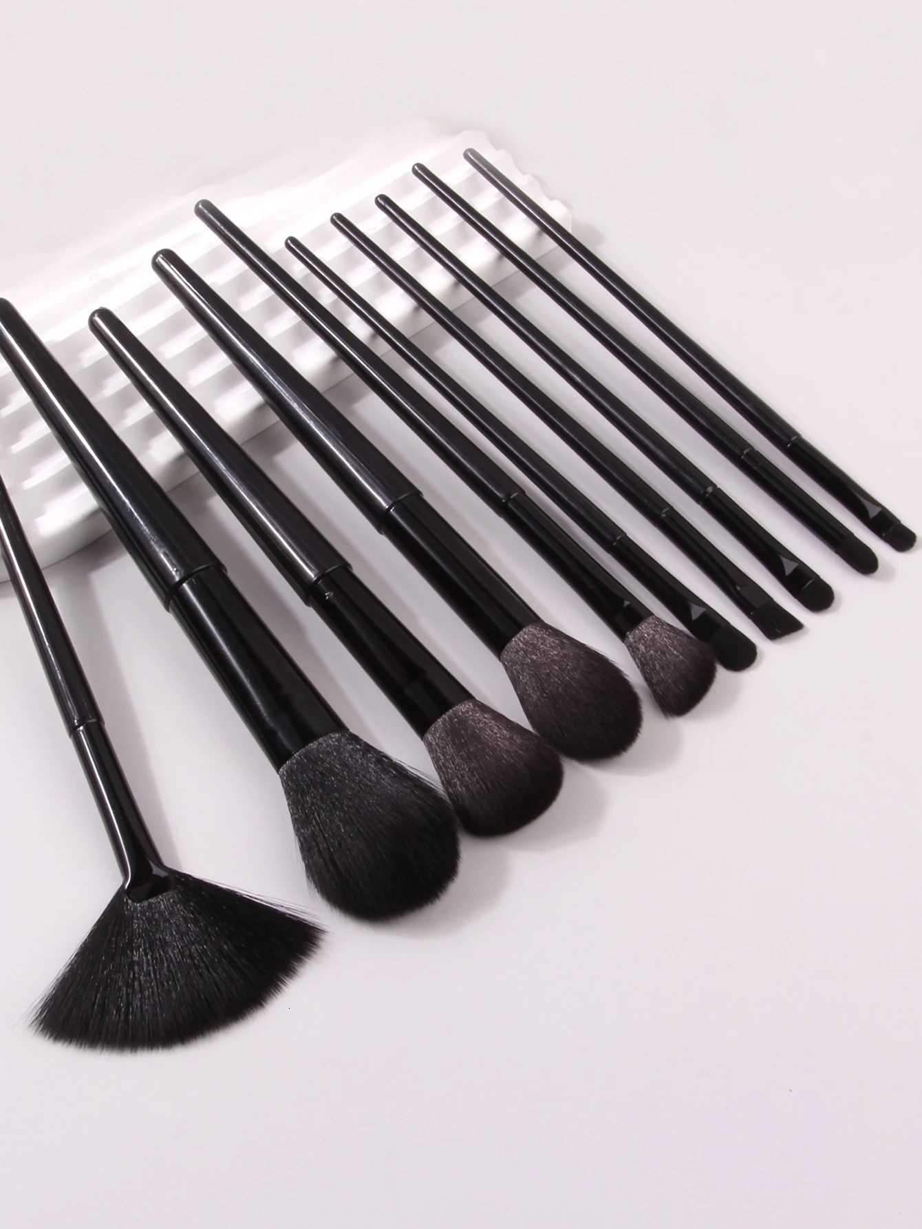 High-quality 10-piece soft bristle black makeup brush set foundation/blush/eyeshadow brushes daily beauty tools for beginners. XJ2500716