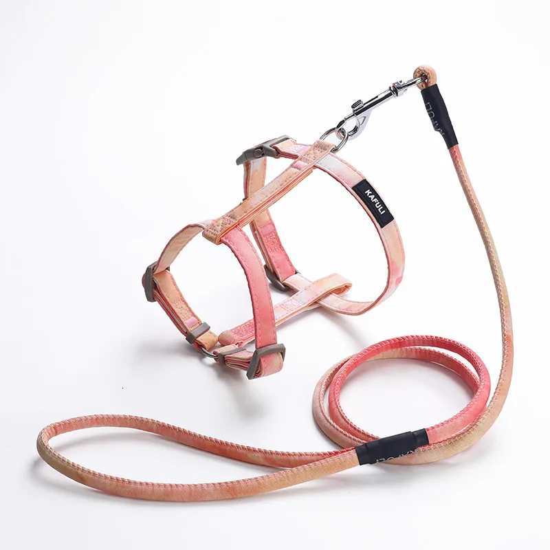 Gradient Color Cat Leash Harness Set Small Dog Clothes Adjustable Pet Harness for Dogs and Cats Comfortable and Durable LL250716