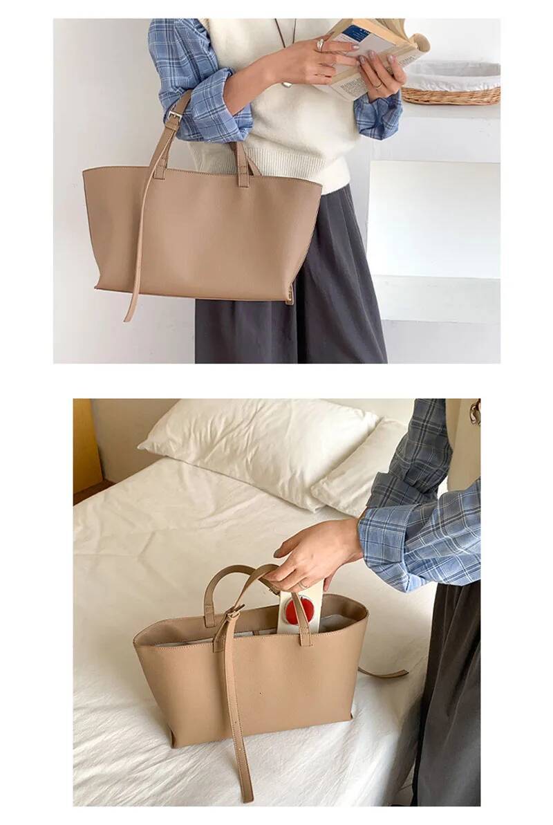 Casual Soft Tote Bag PU Leather Shoulder Bags For Women New High Quality Handbags And Large Shopper Purses