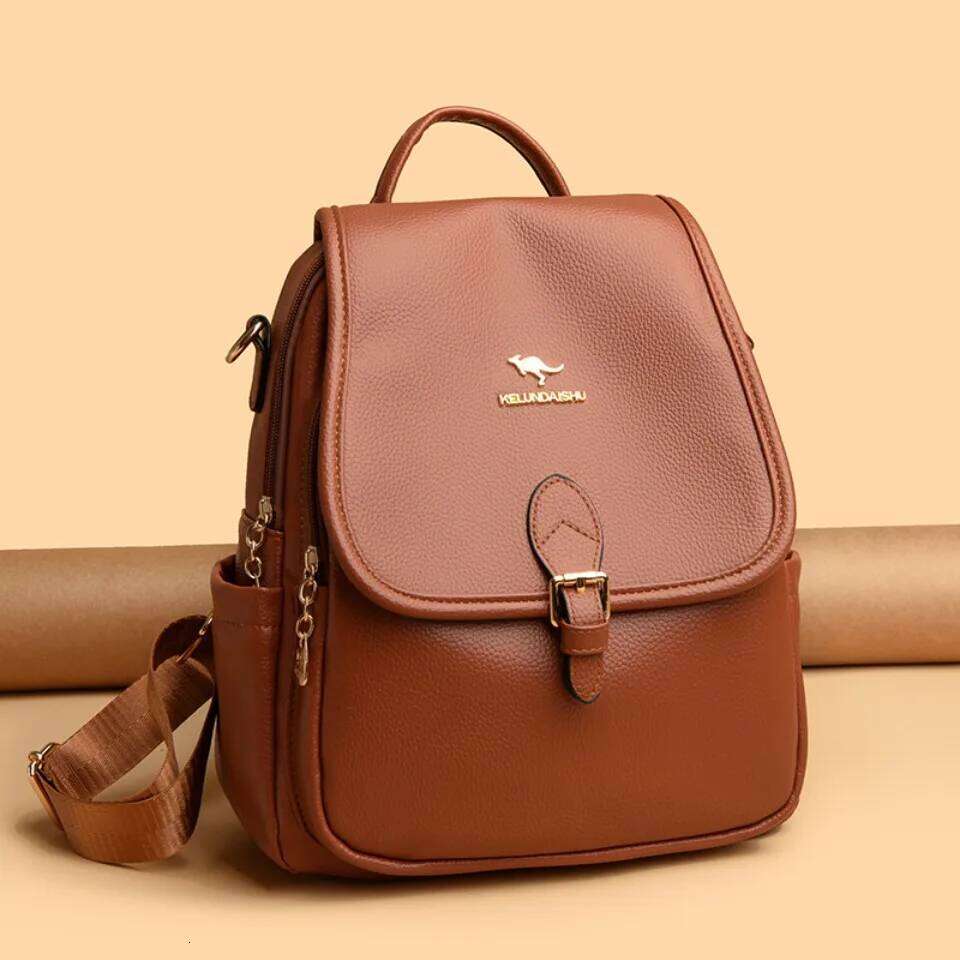 Ladies Back Pack Designe High Quality Leather Women Shoulder Bag School Bags Large Capacity Backpacks with Wide Strap Sac