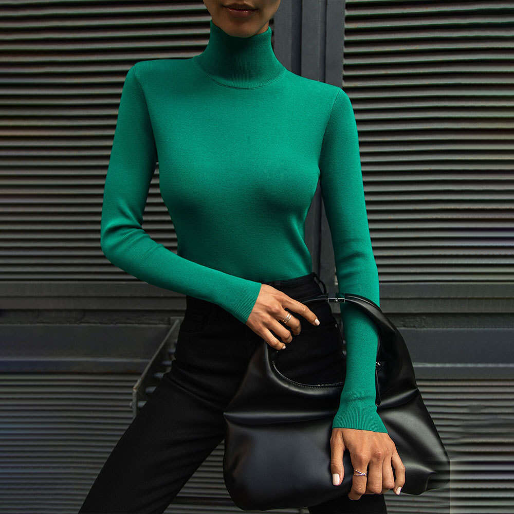Half Turtleneck Base Shirt Autumn Winter New Elegant Slim Fit Warm Long Sleeve Inner Sweater B5