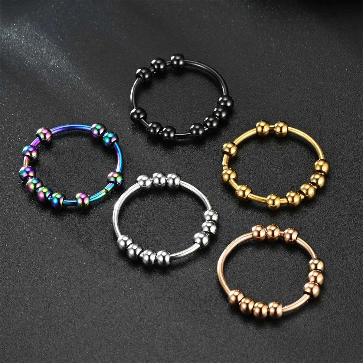 Tainless Steel Beads Anxiety Rings For Women Stress Relief Fidget Rings Men Simple Style Fashion Jewelry Accessories S250716