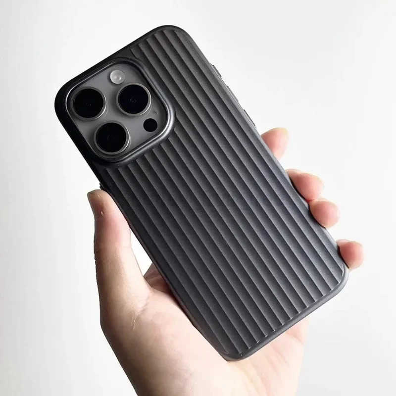 Matte Natural Titanium Grating Hard Phone Case for iPhone 16 15 14 13 Pro Max Plus Full Cover Scratch-proof Rugged Back Cover T250716