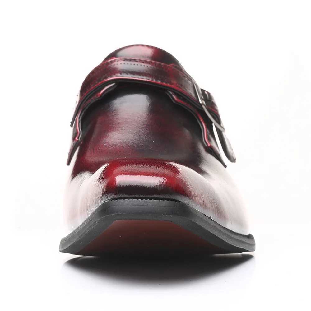 italian Fashion Shoes Men Dress Shoes Genuine Leather Slip-On Mens Formal Suit Footwear with Buckle Shoes Y250715