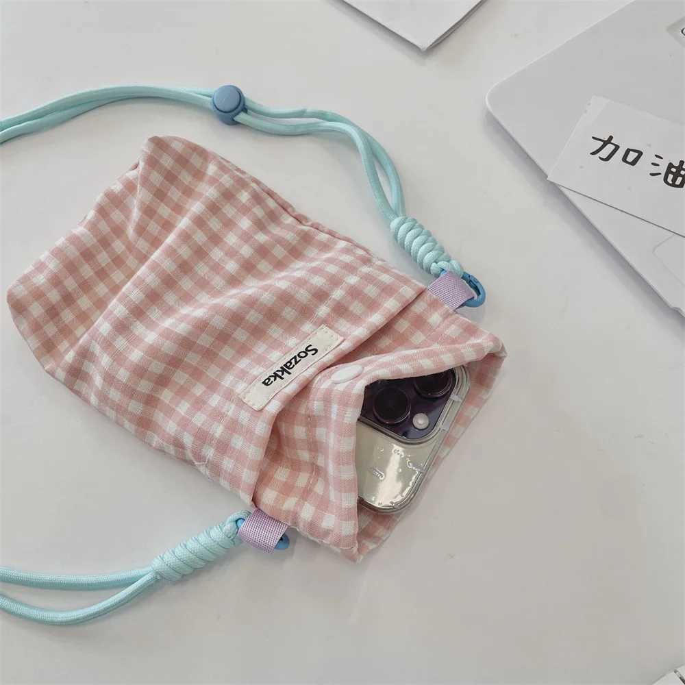 New Grid Phone Bag Miscellaneous Storage Bags Walking Key Card Bag Coin Purse Girls Shoulder Bag Crossbody Bags Phone Pouch