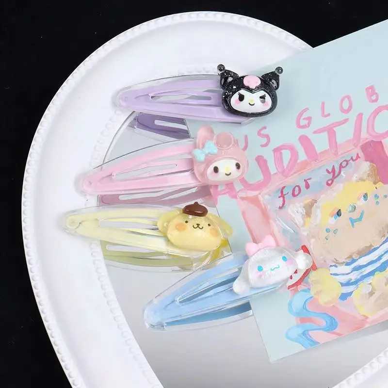 Sanrio 2Pcs Sanrio Girls Hair Clips Kawaii Mymelody Kuromi Cinnamoroll Hairpins Kids Hair Accessories Gift w250716