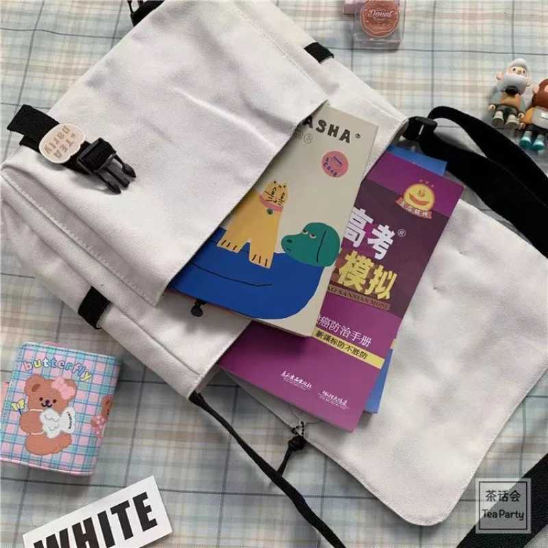 Japanese Harajuku Canvas Messenger Bags Korean INS Streetwear Crossbody Bag Unisex Student Casual Shoulder Bags