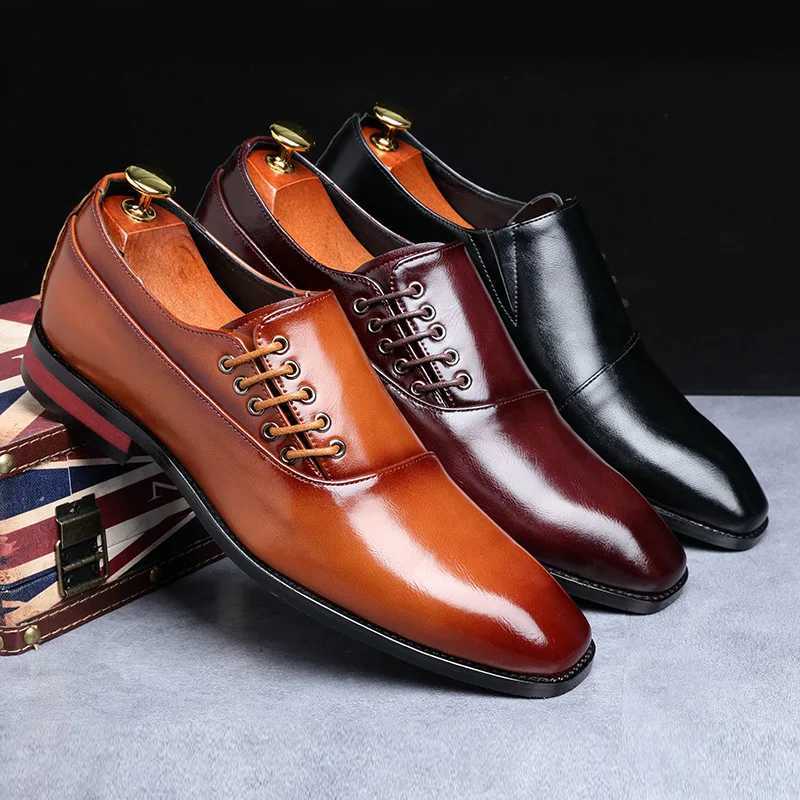 Stylish Man Oxford Shoes Leather Lace Up Mens Business Casual Dress Shoes Fashion Wedding Party British Style Comfortable Y250715