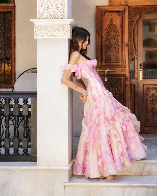 2025 Beach Vacation Style Strap Dress French Ruffle Atmosphere Long Flowing Fairy