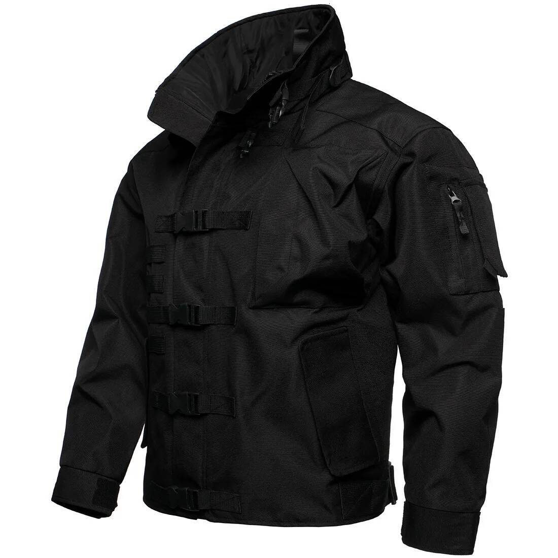 American Windproof Waterproof Outdoor Mens Stand-Up Collar Fishing Mountaineering Multi-Functional Canvas Jacket
