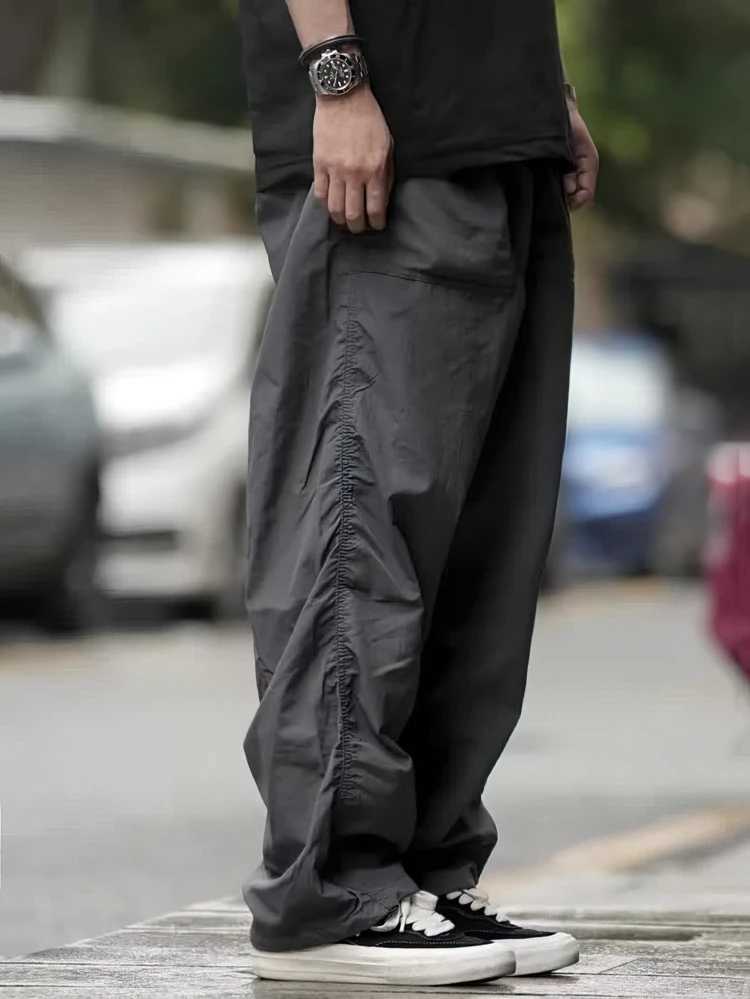 Outdoor Waterproof Parachute Pants Men Casual Baggy Wide Leg Motorcycle Pants Streetwear Sport Jogger Sweatpants Trousers y250716