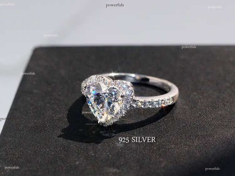 Victoria Wieck Classical Jewelry Sterling Sier Pear Cut White Topaz CZ Dia Promise Eternity Wedding Heart Ring for Women