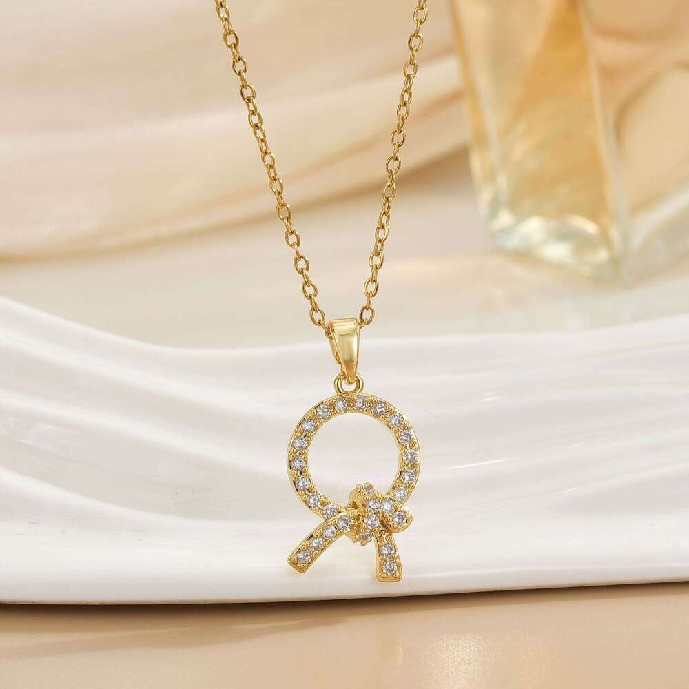 High-Quality Elegant Full Zircon Copper Micro-Inlaid Necklace For Women, Real Gold Plated Simple Internet Celebrity Exquisite Clavicle Chain Choker C2