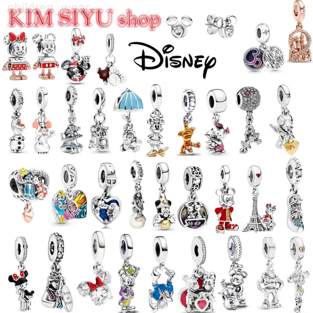 Disney 925 Sterling Silver Disney Park Stitch Minnie Mickey Charms Beads Fit Original Pendant Bracelet DIY Jewelry Christmas Party Gift W20250716
