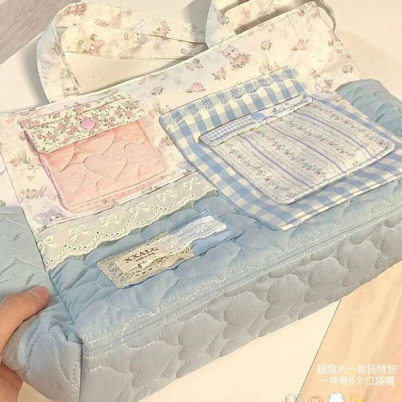 Designer Luxury Xiuya Sweet Shoulder For Women Floral Elegant Cute Fashion Tote Bag Aesthetic Patchwork Large Capacity Femal Handbag