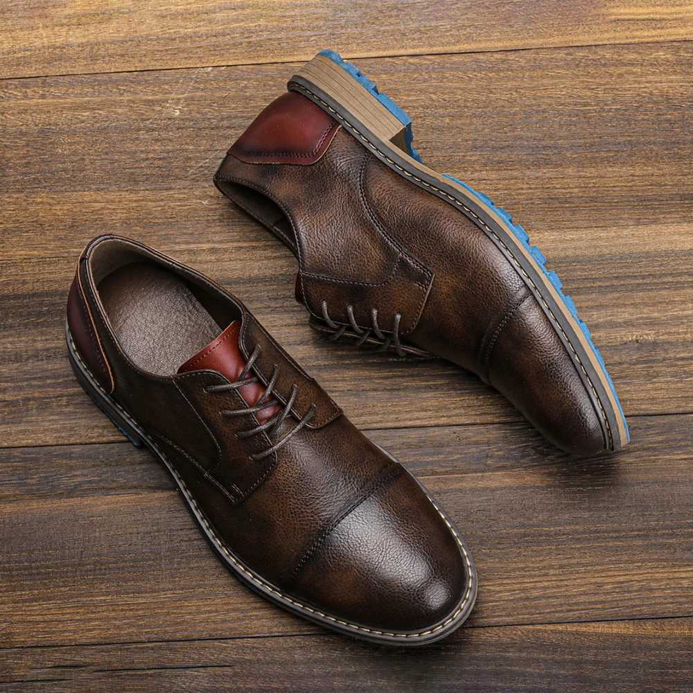 2024 New Mens Retro Derby Shoes Mens Casual Shoes Fashion Mens Leather Shoes W250716