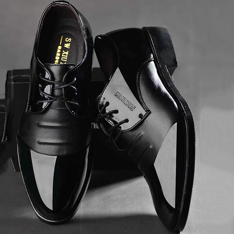 Retro Classic Dress Shoes for Black PU Leather Oxfords Casual Business Shoes for Men Wedding Party Office Formal Work Shoes Y250715